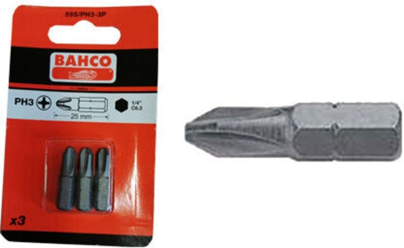 Phillips-Spitze BAHCO PH3x2559S/PH3-3P Blister 3 Einheiten