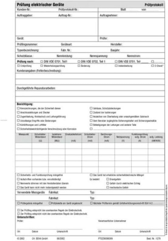 Beha Amprobe 3313435 1279D Prüfprotokoll 1 St.