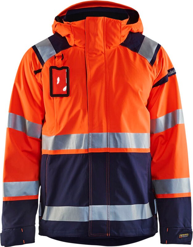 Arbeitsjacke Hardshell-Stretch 2D Hochsichtbarkeit 4987 – Neonorange/Schwarz XXL