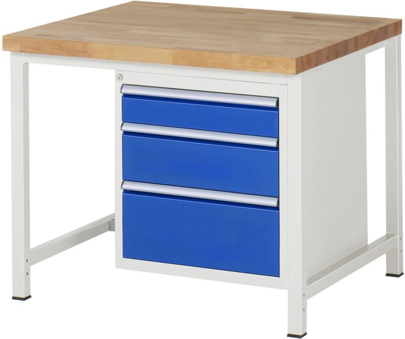 Werkbank höhenverstellbar 8159A1, B1000xT900xH840-1040mm, 3x Schublade-TA - RAU