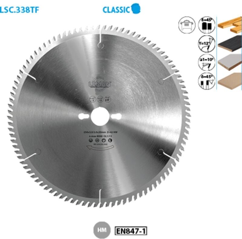 Kreissägeblatt zum Formatieren von Holz Classic ø 315 Bohrung 30 Stärke 3,2/2,2 Nuten 96