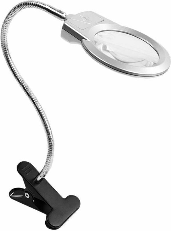 Pro Flexible freihändige Glas-Schreibtischlampe, beleuchtete Lupe, LED-beleuchtete Lupe mit Klemme zum Lesen von Diamant...