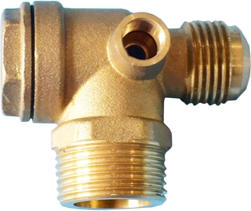 Rückschlagventil, Kompressor-Rückschlagventil, 3-Wege-Außengewinde, 90-Grad-Messing-Rückschlagventil, 1/2" x 3/4" x 1/8"...