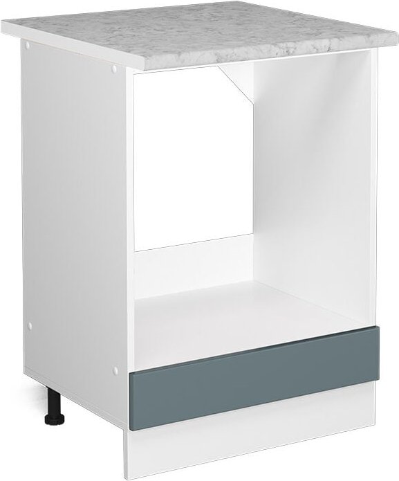 Herdumbauschrank R-Line, Blau-Grau, 60 cm , ap Marmor Vicco