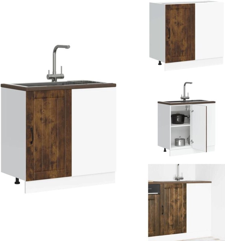 Spülenunterschrank Lucca Räuchereiche Holzwerkstoff - Spülenunterschrank - Spülenunterschränke - Küchenunterschrank - Un...