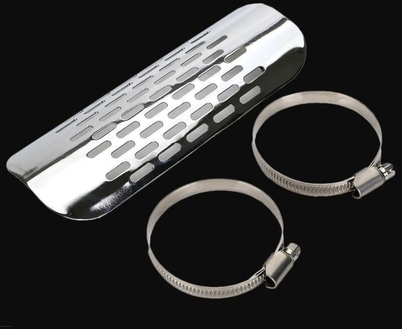 Thumbnail - Silberner Auspuffschutz-Hitzeschild, Universal-Motorrad-Schalldämpferrohr-Rohrgitterabdeckung für Auspuff-Hitzeschild Au...