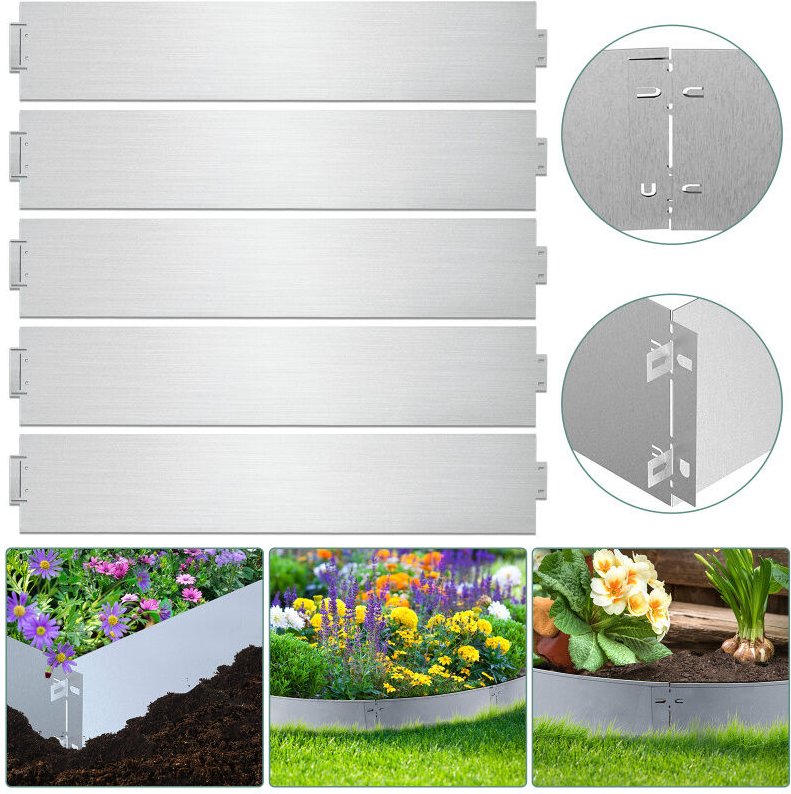 SWANEW Rasenkante Verzinkt Dicke = 0,7mm Beetumrandung Pflanzen Schnecken Abwehr 100x18cm 40m