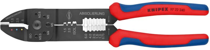 97 22 240 Crimpzange Isolierte Kabelschuhe, Isolierte Steckverbinder 0.75 bis 6 mm² - Knipex
