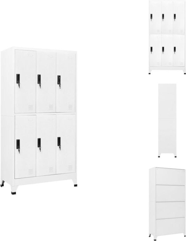 Schließfachschrank Weiß 90x45x180 cm Stahl - Schliessfachschrank - Garderobe - Bürobedarf - Metallregal - Lagerraum