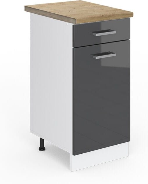 Thumbnail - Vicco - Küchenunterschrank R-Line, Anthrazit Hochglanz, 40 cm , ap Eiche