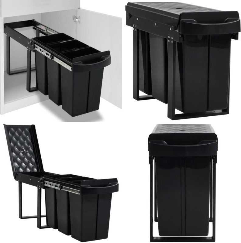 Vidaxl - Abfallsammler Soft-Close 36 l - Mülleimer - Abfalleimer - Home & Living - Schwarz