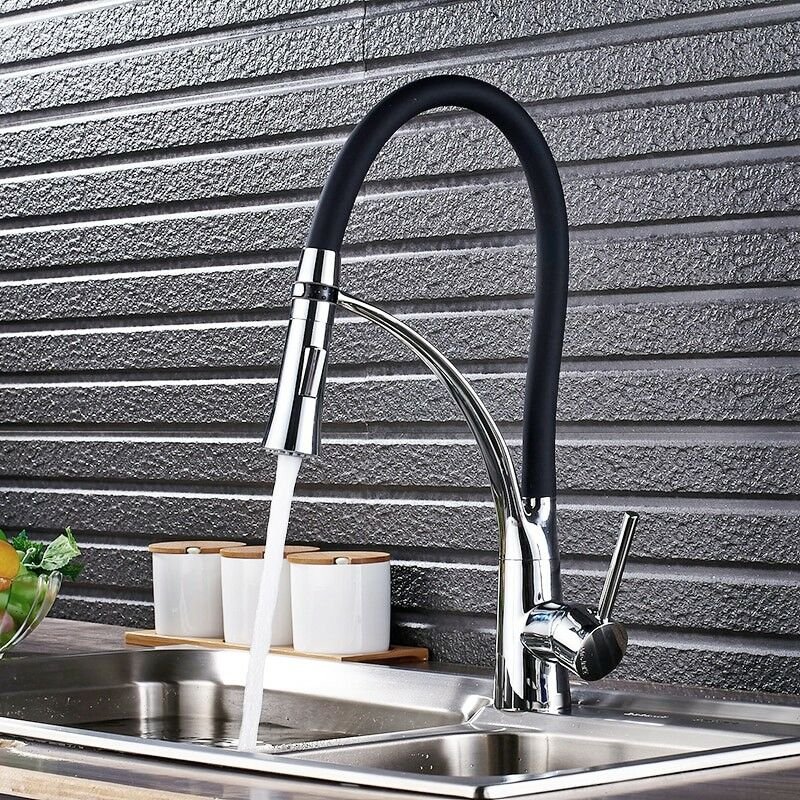 Extraible Küchenarmatur Mischer modernes Design und 360° Schwenk Verchromt