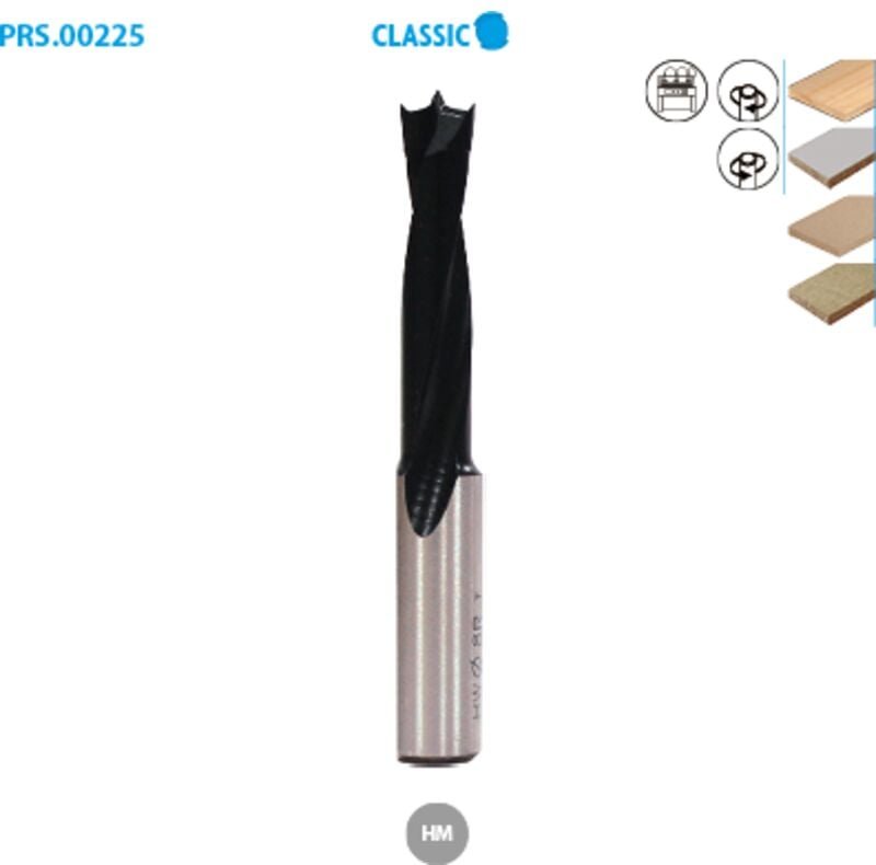 Bohrerschaft aus Hartmetall für Holz Classic ø 5 Länge 70 Nutzlänge 35 Richtung R (rechts)