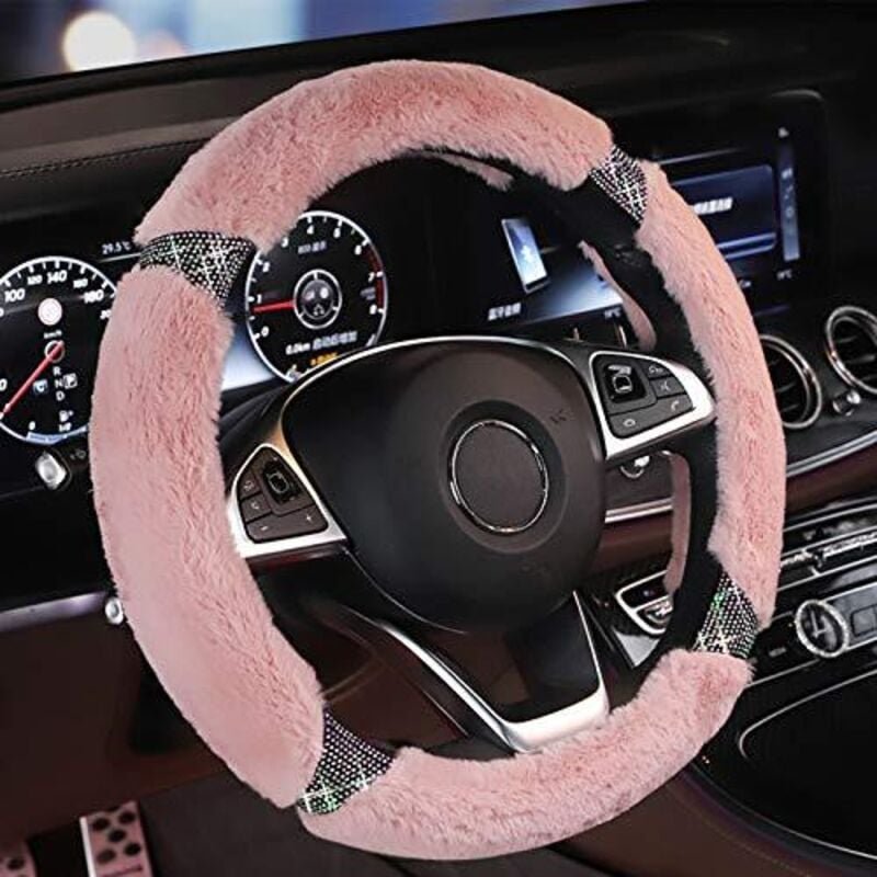 Thumbnail - Plüsch-Lenkradbezug für Damen, universeller Auto-Lenkradschutz, 38 cm Auto-Lenkradbezug, Winter-Auto-Lenkradschutz, ruts...