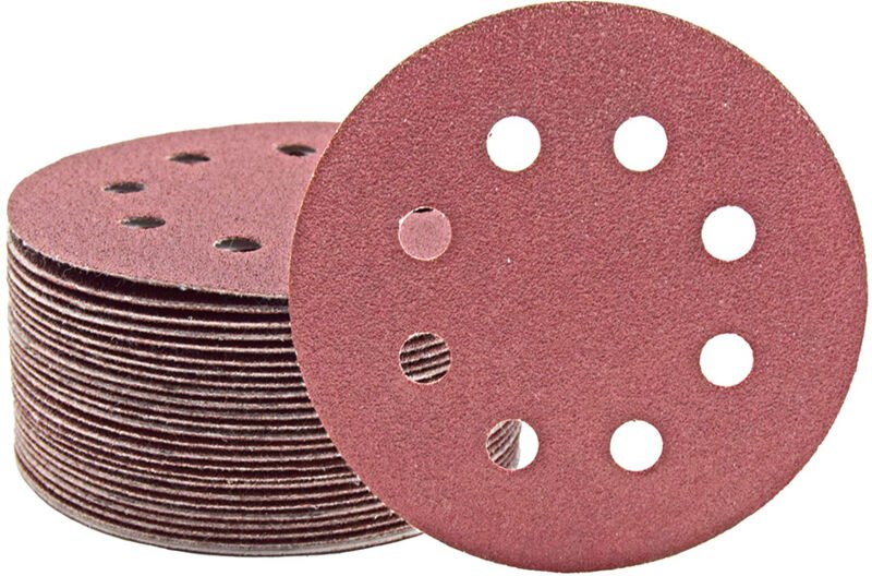 MioTools Fox Klett-Schleifscheiben, 115 mm, 8-Loch, f. Exzenterschleifer, Normalkorund (50 Stk.) K100