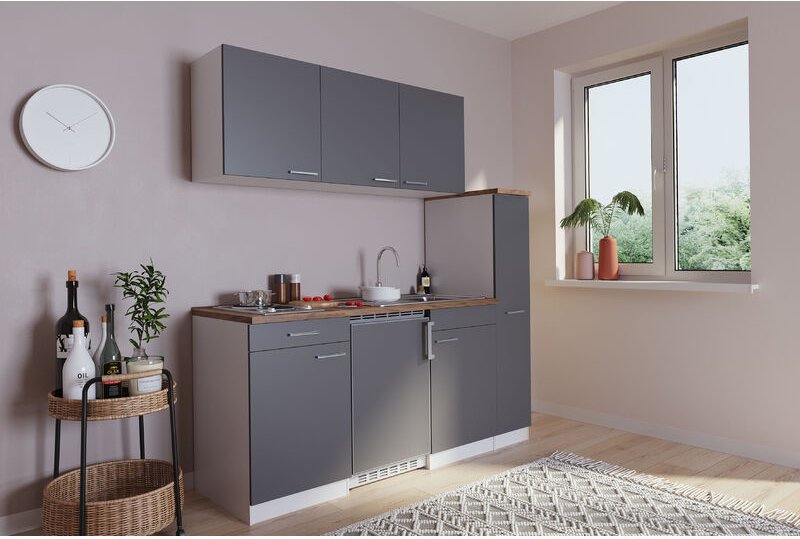 Küche Miniküche Singleküche Küchenzeile Weiß Grau Luis 180 cm Respekta