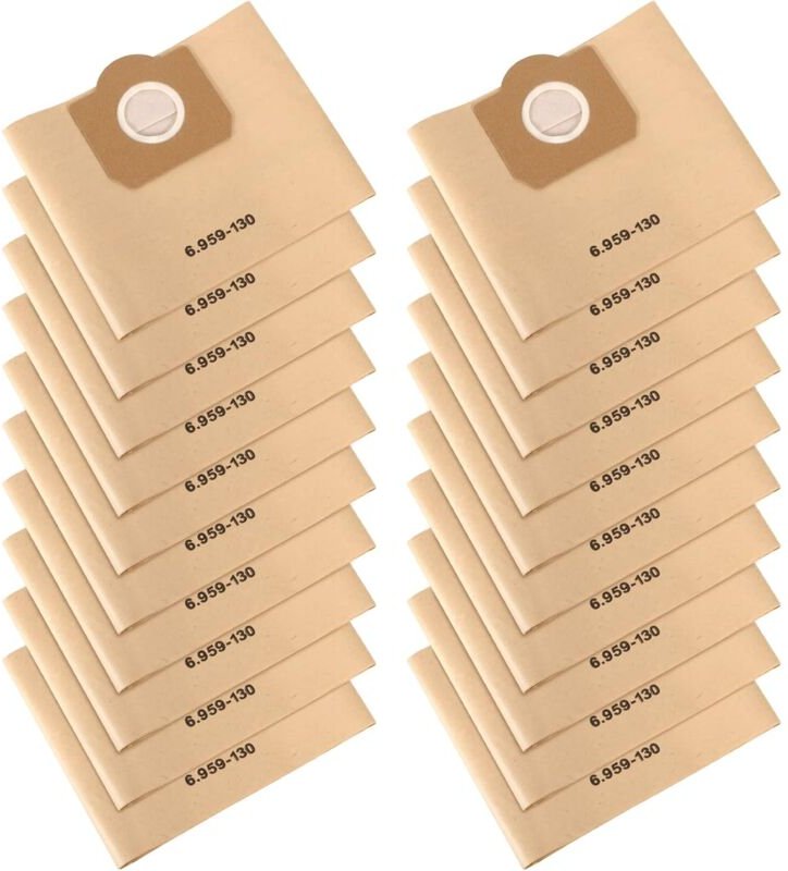 Staubsaugerbeutel, 20 Stück, gerade Staubsaugerbeutel, Papierfilterbeutel, für Karcher 6.959-130.0 WD3/WD3P/MV3/A2204/A2...