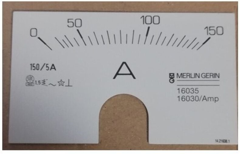 Merlin Gerin - 16035 Zifferblatt für analoges Amperemeter 0-150A - grau