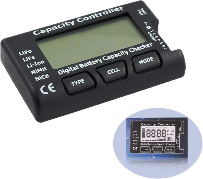 Digitaler Batteriekapazitätstester, Batteriekapazitäts-Spannungsprüfer-Controller-Tester mit LCD-Anzeige, für LiPo LiFe ...