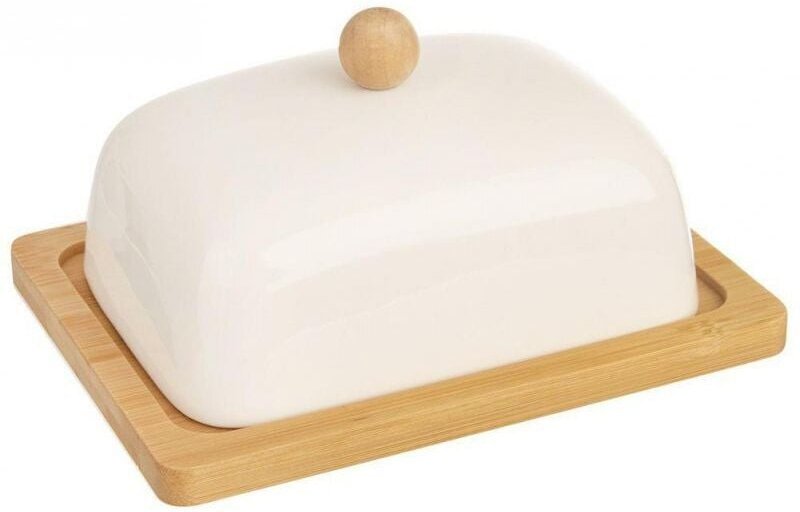 Butterdose Porzellan Butterdose Bambus weiß
