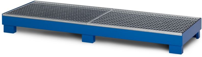 RR Industrietechnik Auffangwanne aus Stahl für 4x 200 Liter Fass mit Gitterrost BxTxH 2400x800x240 mm RAL 5010 enzianbla...