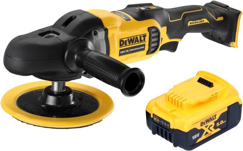 Dcm 849 n Akku Exzenter Poliermaschine 18 v 180 mm Brushless + 1x Akku 5,0 Ah - ohne Ladegerät - Dewalt