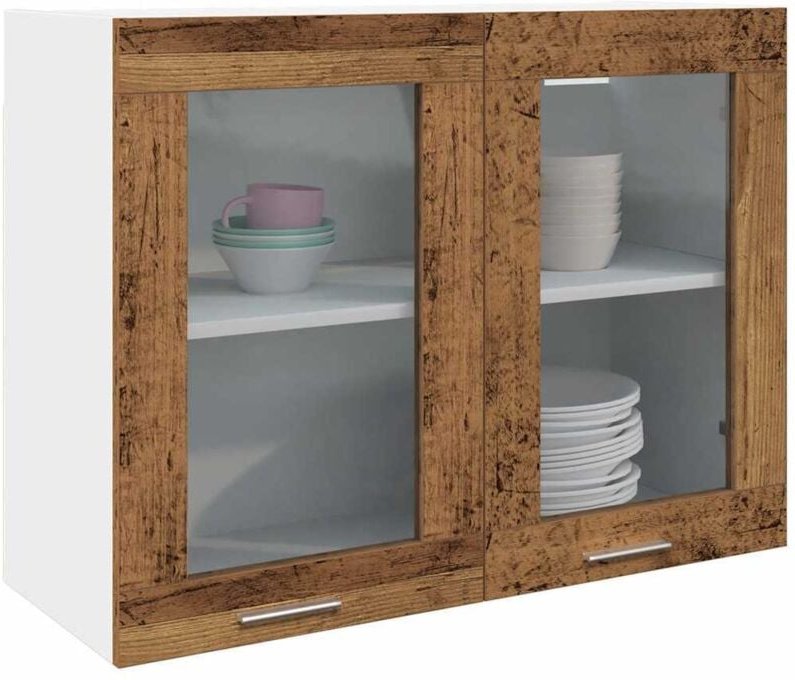 vidaXL Hängeglasschrank Altholz-Optik 80x31x60 cm Holzwerkstoff