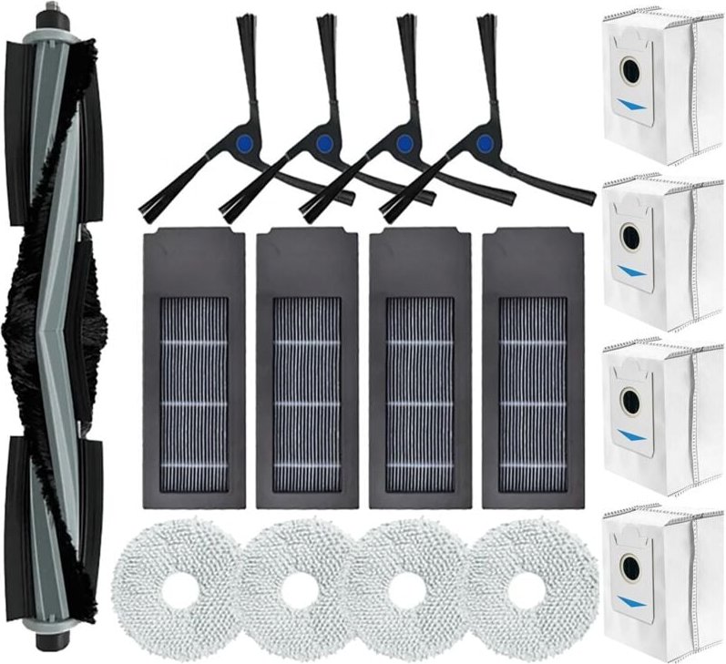 17er-Pack Ersatzzubehör für Ecovacs Deebot X2 / X2 Omni / X2 Pro / DEX86 Staubsauger, 1 Hauptbürste, 4 Seitenbürsten, 4 ...
