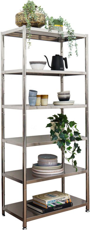 Edelstahl Regal bis 240kg - 6 Ebenen Schwerlastregal 74x41x170 Metallregal Küche