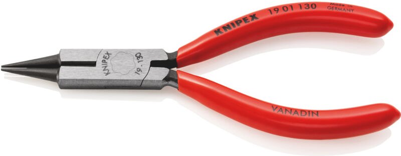 KNIPEX 19 01 130 SB Rundzange mit Schneide (Schmuckbiegezange) mit Kunststoff überzogen schwarz atramentiert 130 mm