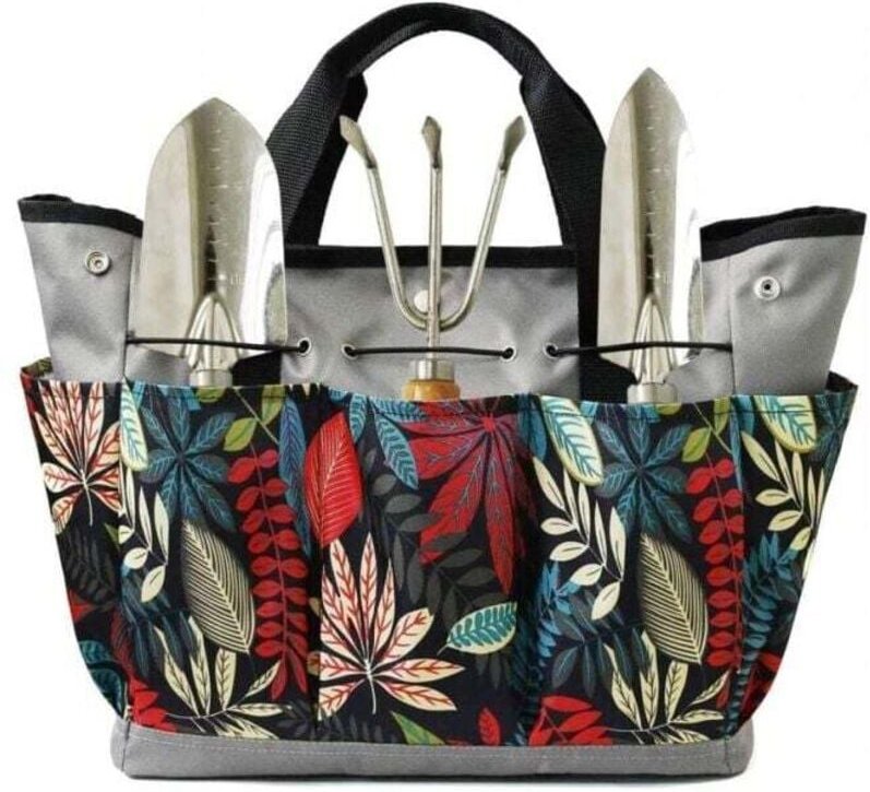 Fiorito)Set di attrezzi da giardino, borsa da giardino con tasche multiple per kit di attrezzi da giardinaggio, borsa pe...