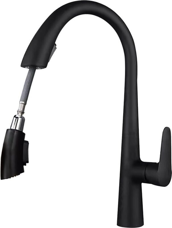 Wasserhahn Küche Schwarz, Hochdruck Küchenarmatur mit Brause Ausziehbar, Spültischarmatur 360° Drehbar, Küche Armatur mi...