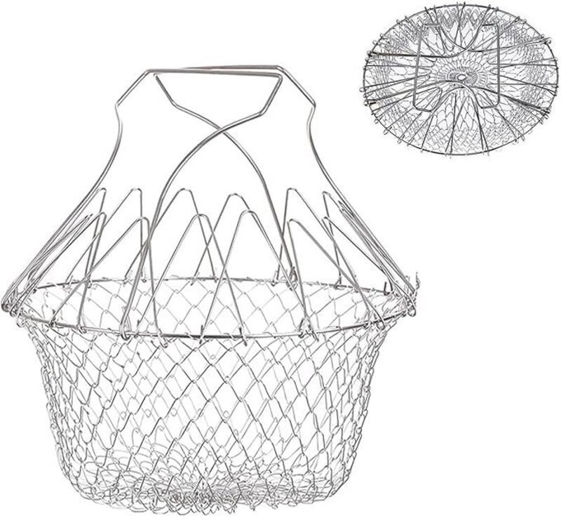 Tigrezy - Frittierkorb, Salatkorb, Sieb, Küche, Edelstahl, erweiterbarer Chef-Küchenkorb