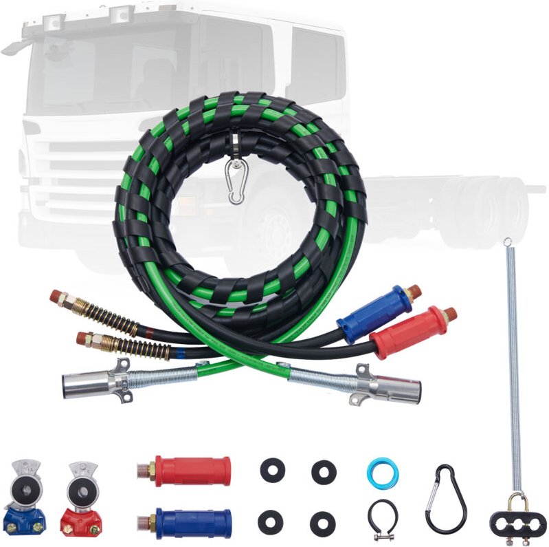 Vevor - 15FT 3-in-1 Sattelschlepper-Luftleitungssatz 2 Stück Glad Händen Griffen