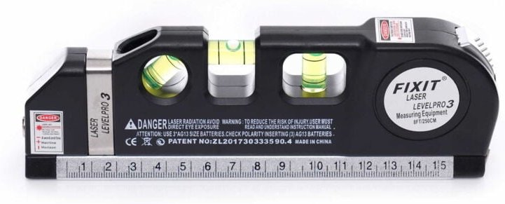 Laser-Wasserwaage mit Maßband 250cm KD10437