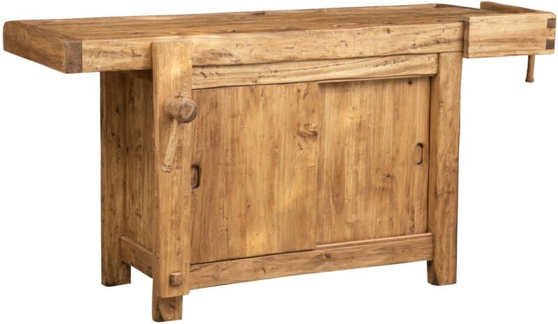 Biscottini - Hoher Arbeitstisch 184x92x74 cm, Kücheninsel, Arbeitsplatte aus massivem Holz, Küchentheke, Tischlerbank, h...