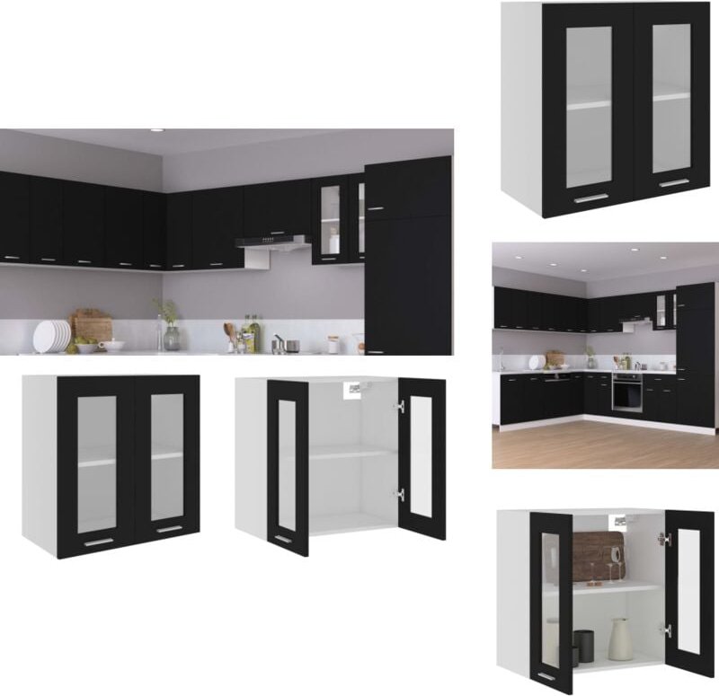 Hängeglasschrank Schwarz 60x31x60 cm Holzwerkstoff - Küchenregal - Wandhängeschrank - Glasschrank - Aufbewahrungsregale ...