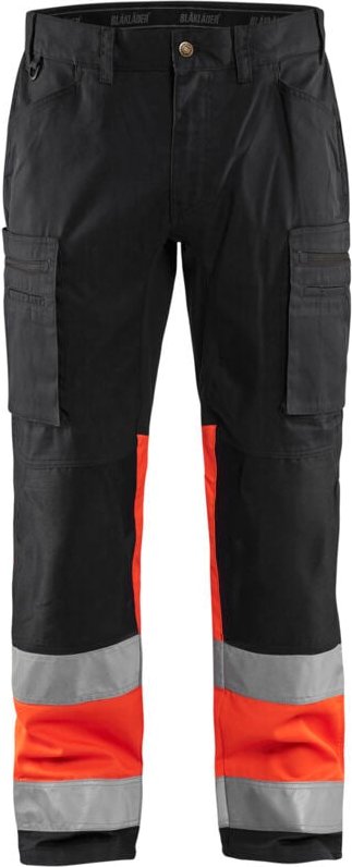 Hochsichtbarer Stretch-Arbeitshosen 1551 - Schwarz/Neonrot M - FR(42) - SE(C48) - Kurz