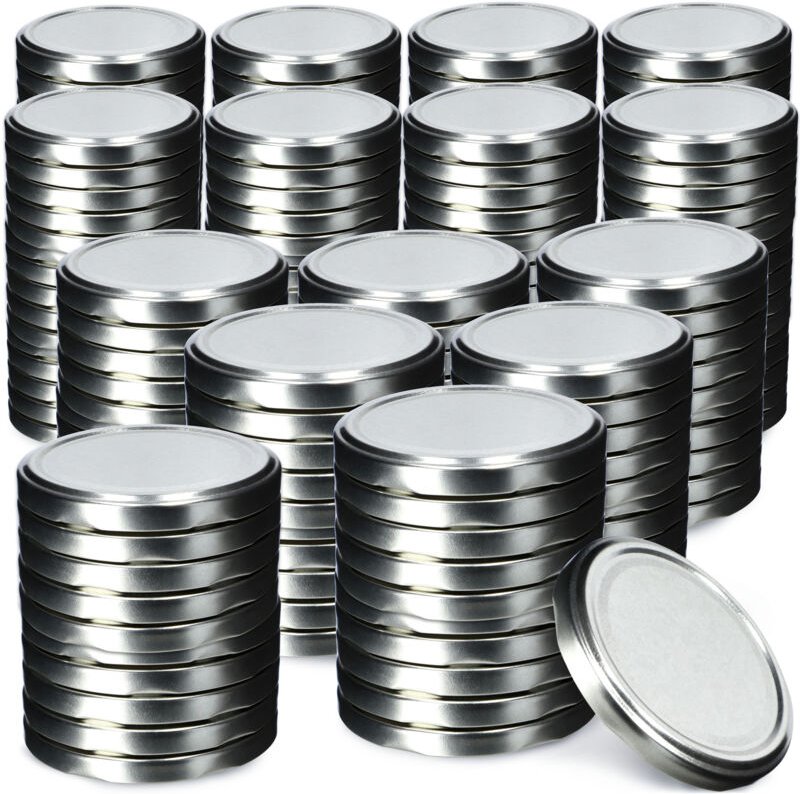 Kadax - Schraubdeckel fi82 mm, Twist-Off-Deckel aus Metall, 200 Stück,Silber