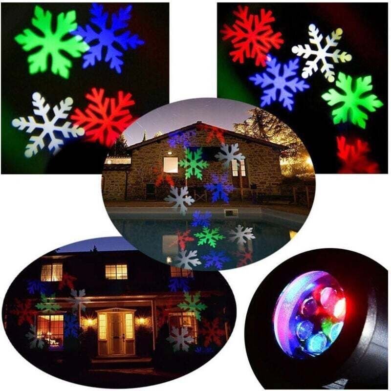 RGB-LED-Projektor mit buntem Schneeflockeneffekt, Weihnachtsdekoration für den Innenbereich - - Ymyny