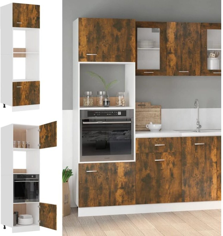 Mikrowellenumbauschrank Räuchereiche 60x57x207 cm Holzwerkstoff - Vidaxl