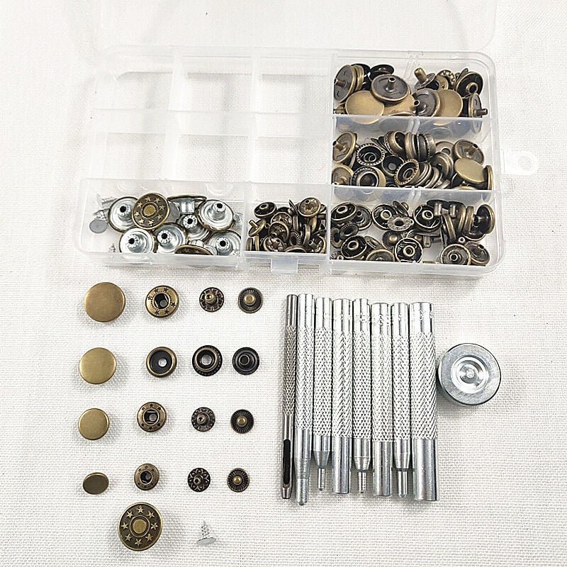 40 Druckknöpfe ohne Nähen mit 9 Metallbefestigungswerkzeugen für Leder, Jeans, Nähen, Geldbörsen, Basteln, Durchmesser 1...