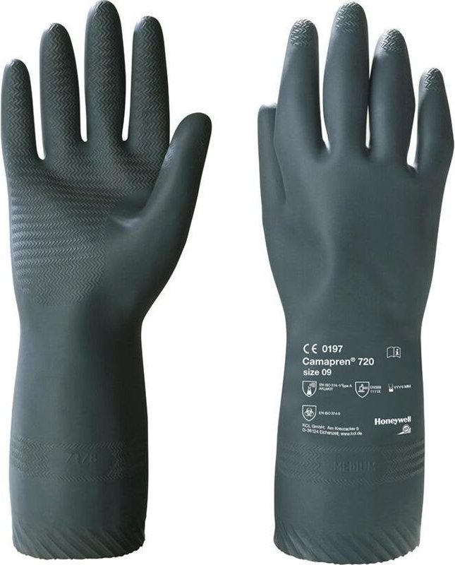 HONEYWELL 072008141E Chemikalienhandschuhe Camapren 720 Größe 8 schwarz EN 388,