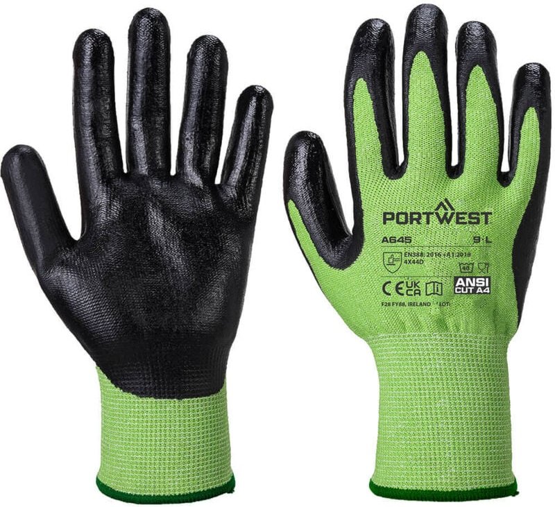 Grüner GreenCut Schaum Nitrilhandschuhe Schnittschutz D Grün/Schwarz S - Größe 7