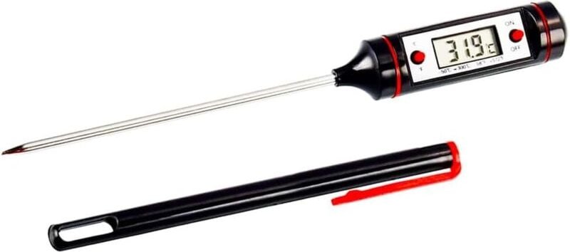 Numerisches Küchenthermometer mit Sonde für BBQ, Essen und Wein mit sofortiger Anzeige auf dem LCD-Bildschirm