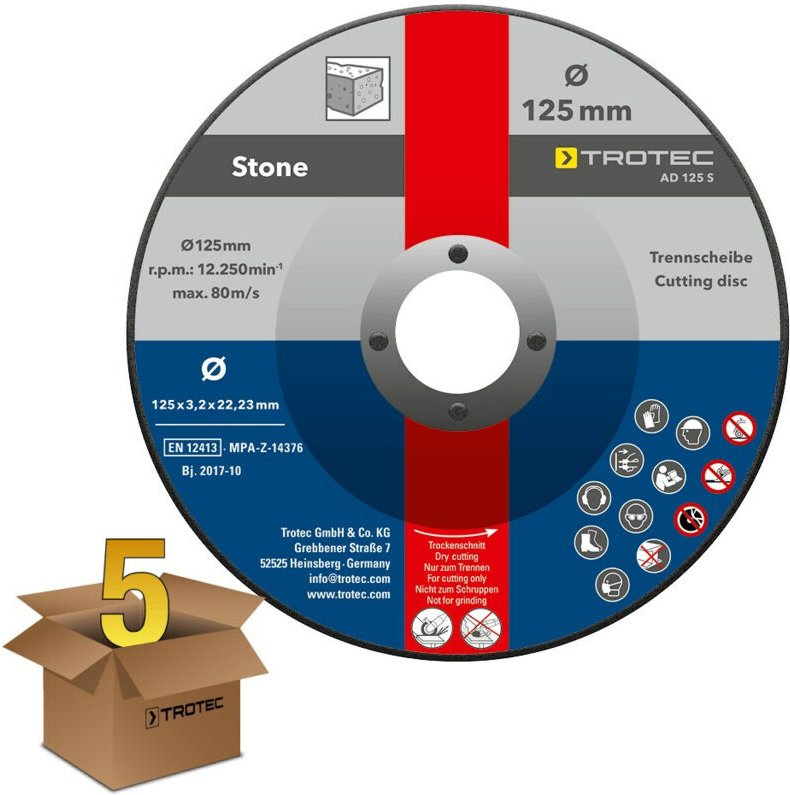 Stein-Trennscheibe ad 125 s im 5er-Vorteilspaket - Trotec