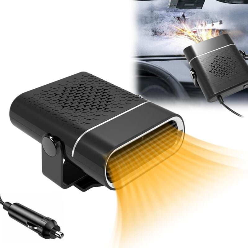 Thumbnail - Auto-Heizlüfter, 12 V, 150 W, 360° drehbar, 2-in-1 tragbarer Lüfter, schnelle Heiz- und Kühlfunktion für schnelles Heize...