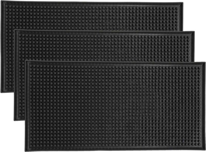 3er-Pack rutschfeste Bar-Servicematte aus Gummi, Glas-Abtropfmatte, Arbeitsplattenmatte für Kaffee, Whiskey und Cocktail...