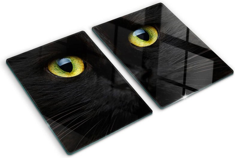 Tulup - Glasschneideplatten - Schneidebrett aus Glas - Herdabdeckplatten - Gehärtetes Glas – 2x40x52 cm (2er Set) - Katz...