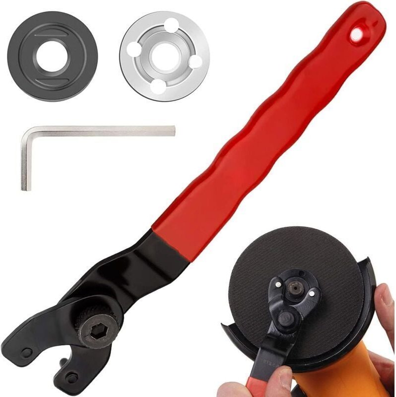 Winkelschleiferschlüssel, Winkelschleiferschlüssel, verstellbarer Spindelschlüssel mit Innensechskant und 2 Gewindeflans...